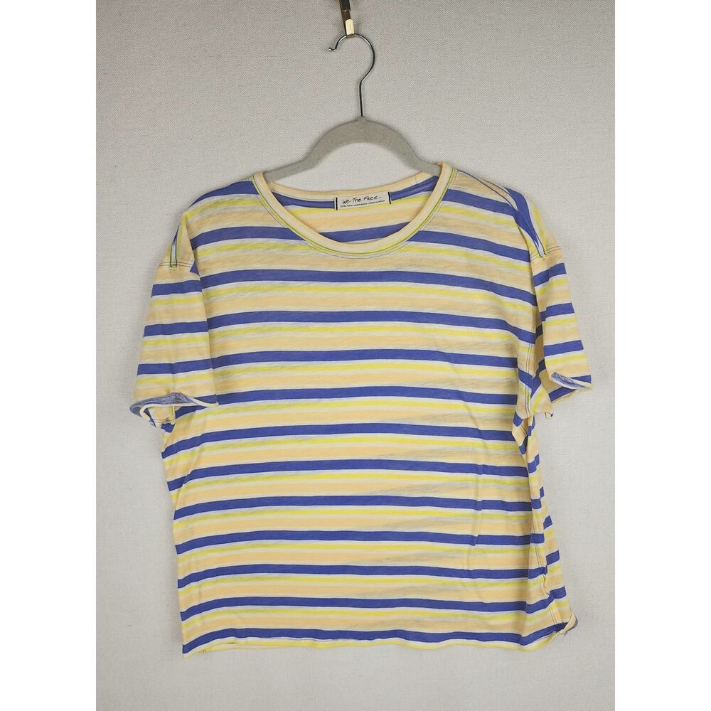 Anthropologie We the free Clarity T-shirt Women's XS blue & yellow striped